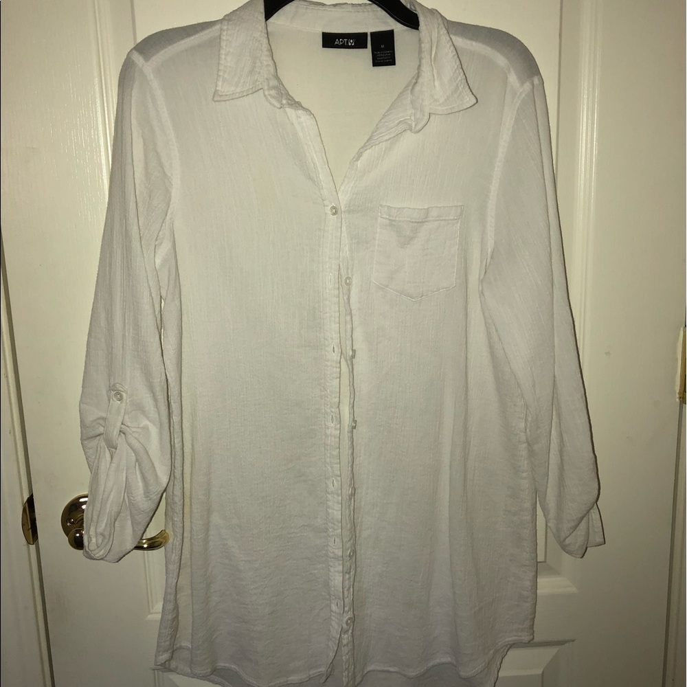 White button up cover up